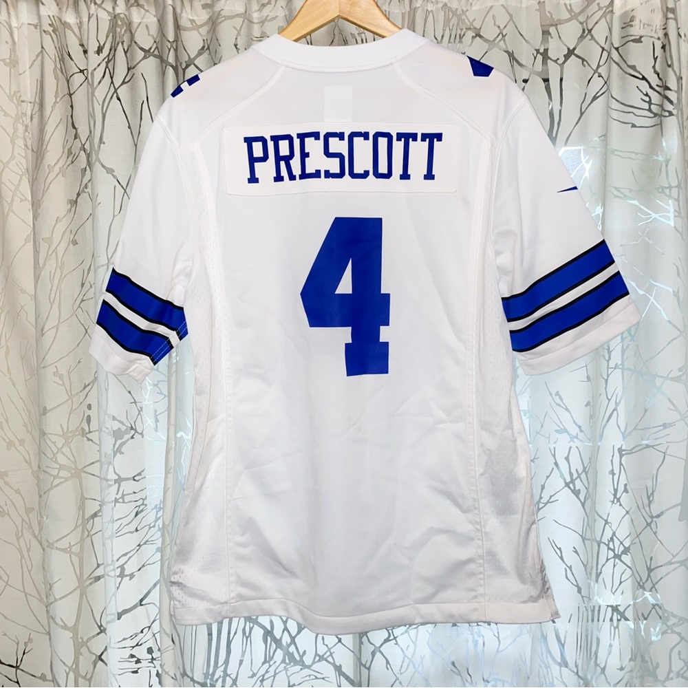 NFL Nike white blue Dak Prescott 4 Dallas Cowboys Game Team on field Jersey - Picture 2 of 6